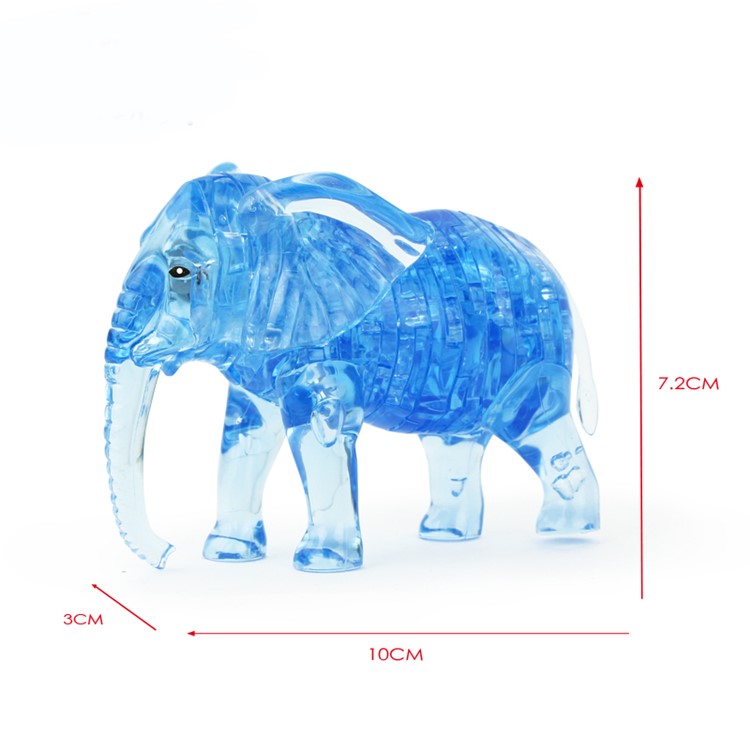 COOLPLAY DIY 3D Crystal Puzzle Assembly Elephant Pattern Model - Grey-4