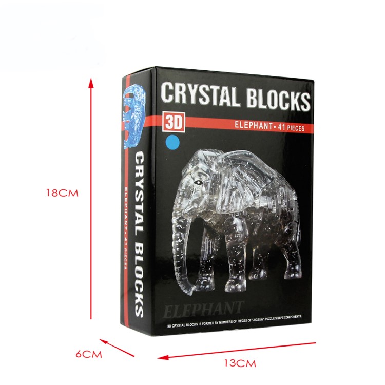 COOLPLAY DIY 3D Crystal Puzzle Assembly Elephant Pattern Model - Grey-6