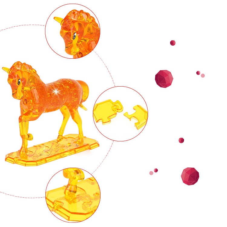 COOLPLAY Horse Pattern DIY 3D Crystal Block Puzzle Model - Yellow-2
