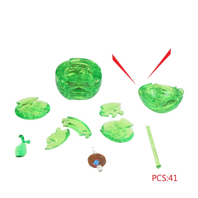COOLPLAY Glitter Plastic Crystal Puzzle Clear Football 3D Model Apple Building Blocks - Green-2