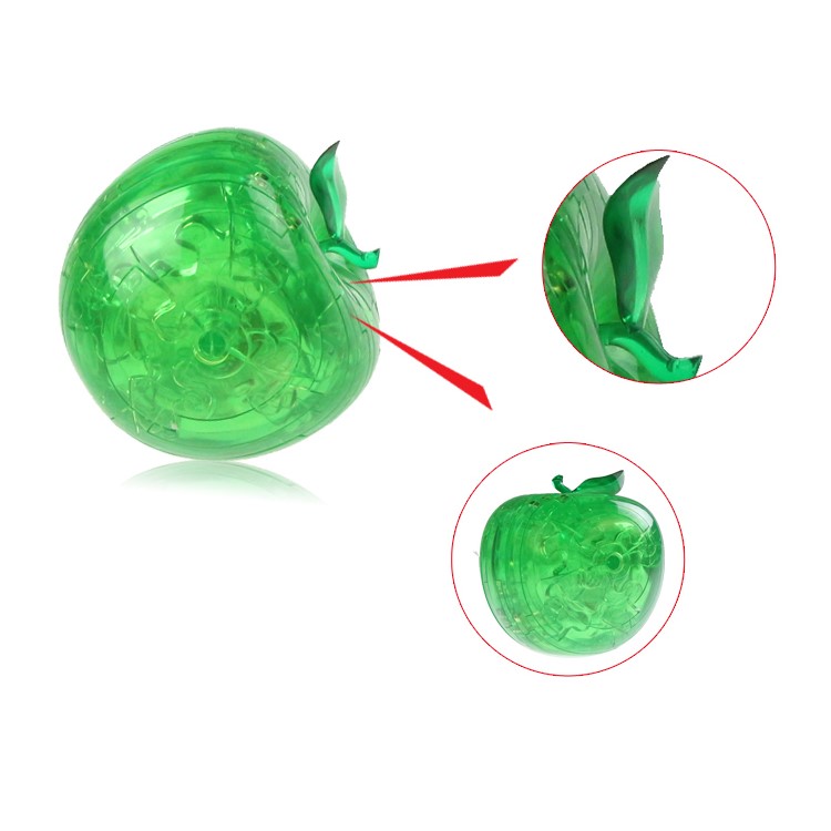 COOLPLAY Glitter Plastic Crystal Puzzle Clear Football 3D Model Apple Building Blocks - Green-3