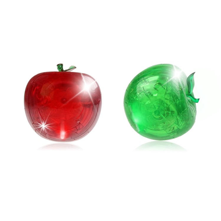 COOLPLAY Glitter Plastic Crystal Puzzle Clear Football 3D Model Apple Building Blocks - Green-4