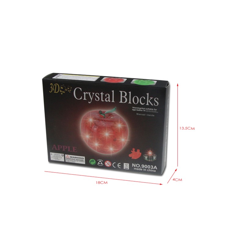 COOLPLAY Glitter Plastic Crystal Puzzle Clear Football 3D Model Apple Building Blocks - Green-5