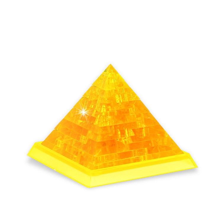 COOLPLAY Plastic Crystal Pyramid Puzzle Clear 3D Model Building Blocks - Yellow-1