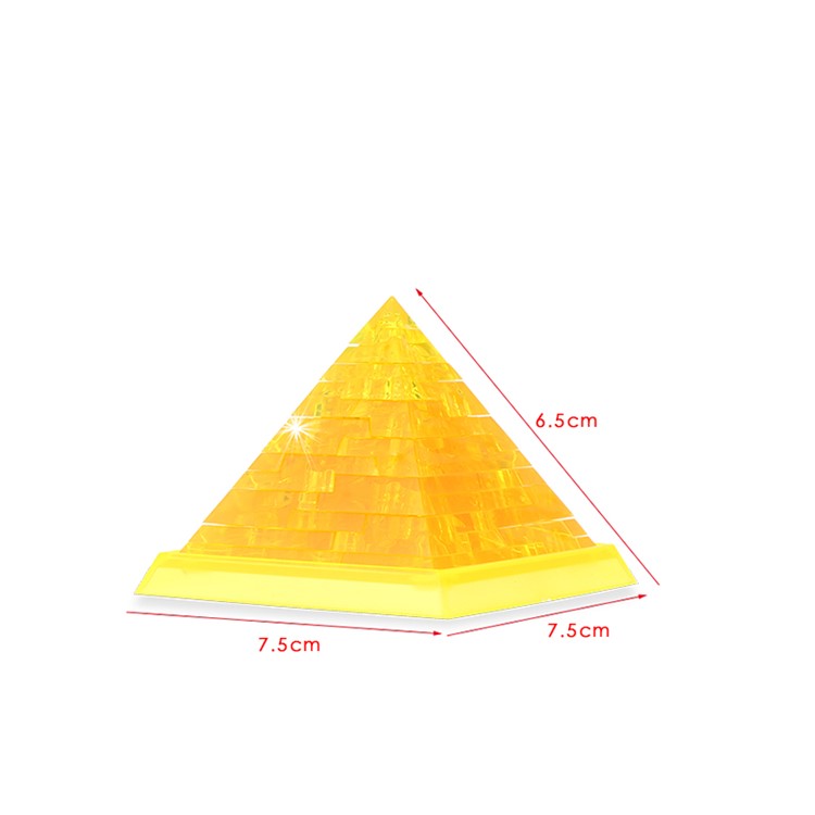 COOLPLAY Plastic Crystal Pyramid Puzzle Clear 3D Model Building Blocks - Yellow-2