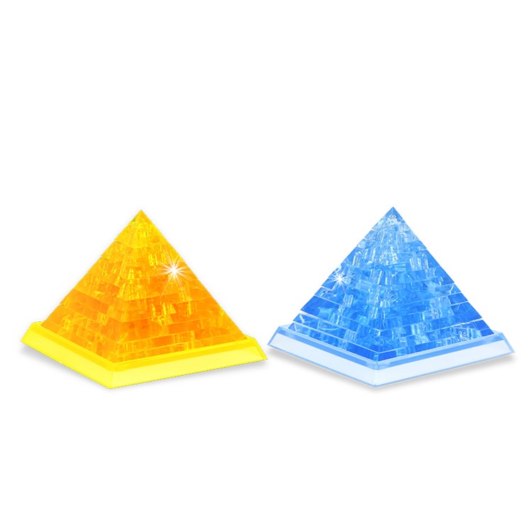 COOLPLAY Plastic Crystal Pyramid Puzzle Clear 3D Model Building Blocks - Yellow-4