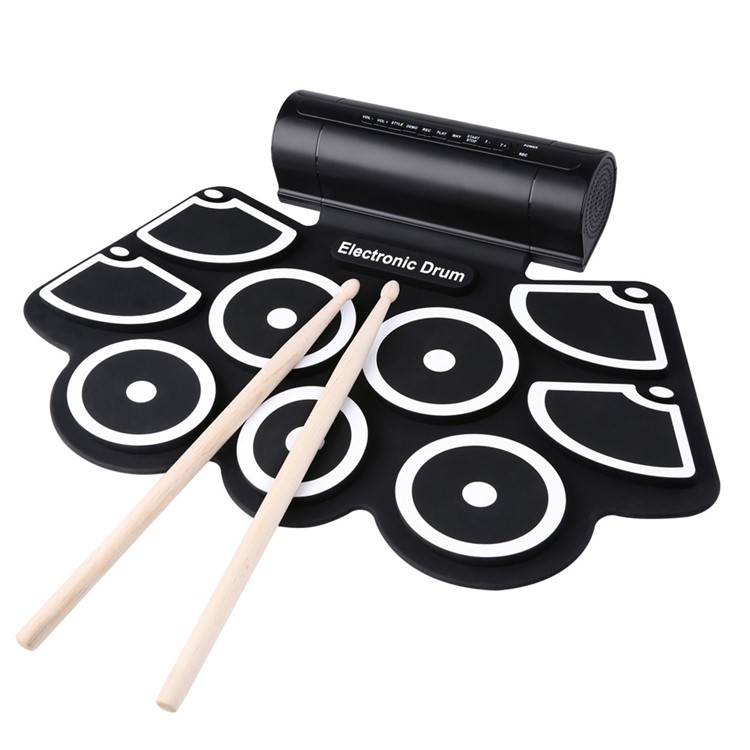 W760 Roll Up USB Silicone Electronic Drum Kit with Drumstick Foot Pedal - UK Plug-1