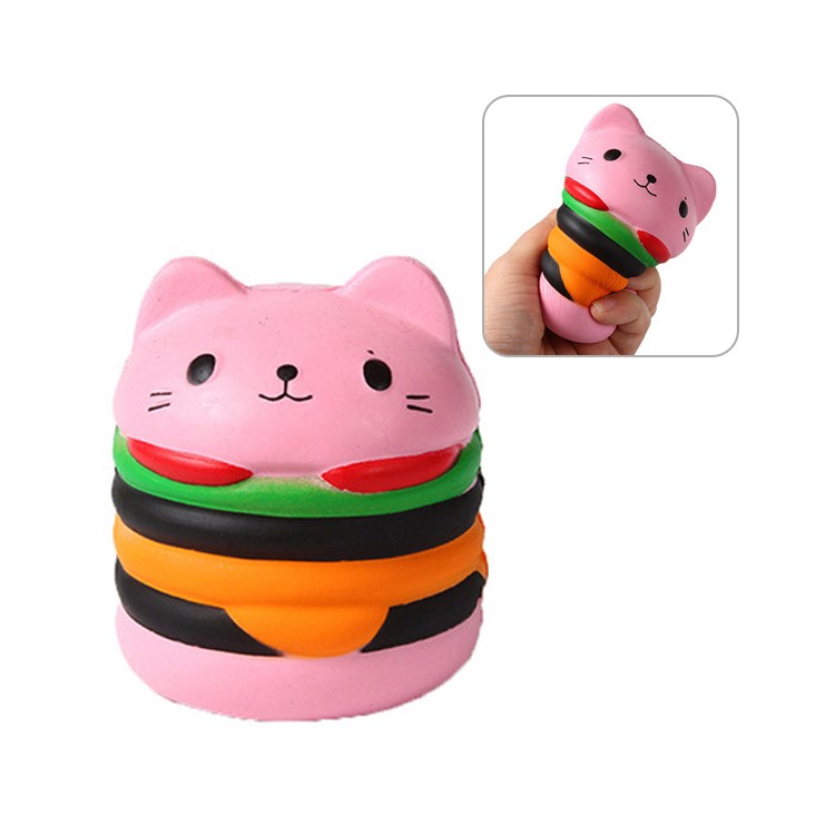 Slow Rising Squeeze Toy Cat Hamburger Bread Toy - Pink-1