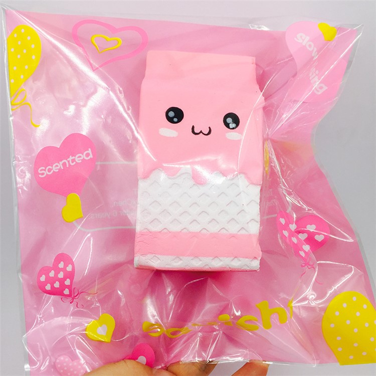 Slow Rising Kawaii Milk Carton Bottle Squishy Toy Hand Stress Reliever Toy - Pink-3