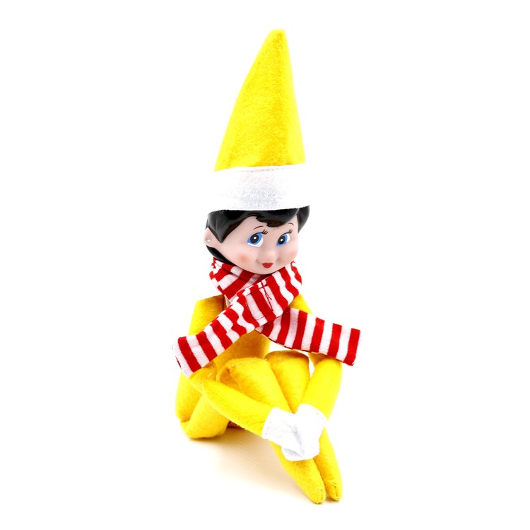 Pocket Sized Christmas On Shelf Elf with Scarf Plush Toy Christmas Gifts for Kids - Yellow / Girl-1