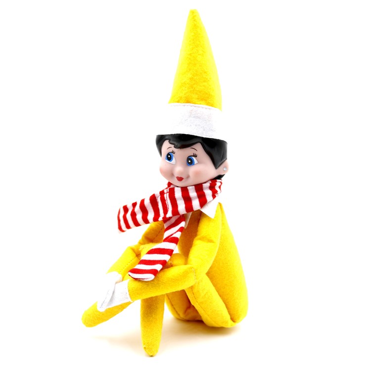 Pocket Sized Christmas On Shelf Elf with Scarf Plush Toy Christmas Gifts for Kids - Yellow / Girl-2
