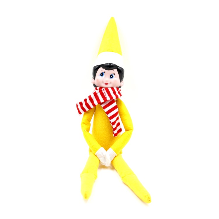 Pocket Sized Christmas On Shelf Elf with Scarf Plush Toy Christmas Gifts for Kids - Yellow / Girl-3