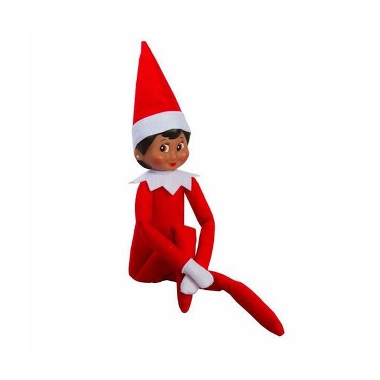 Adorable Christmas Elf Toy Doll on the Shelf Plush Doll Christmas Toy - Black Skin Girl / Red-1