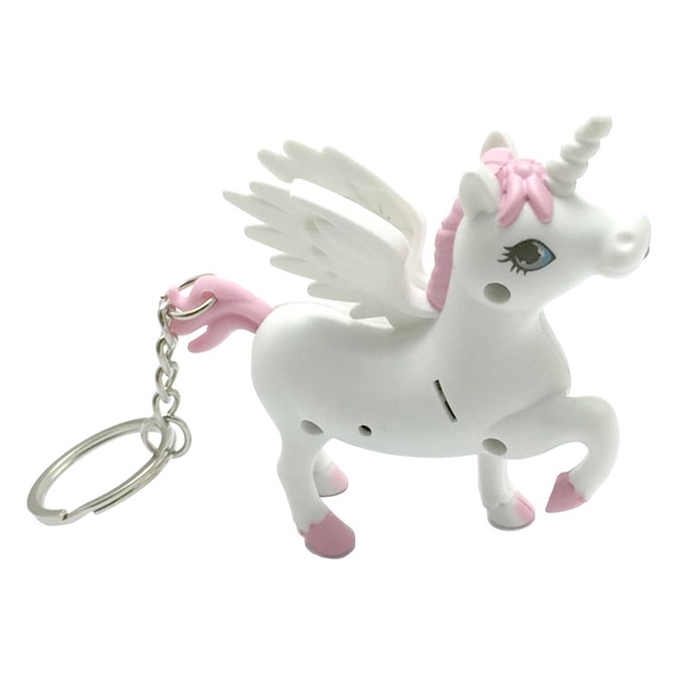 Cute Charm Key Chain Decorative Pendant Unicorn Pattern LED Light and Sound Emitting with Hanging Ring - Pink-1
