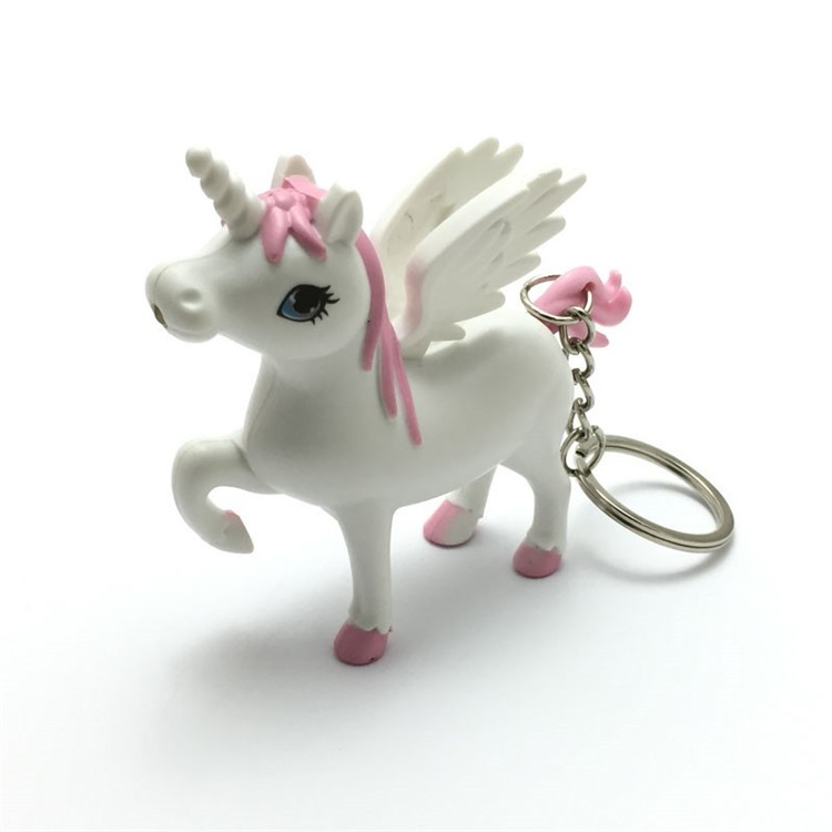 Cute Charm Key Chain Decorative Pendant Unicorn Pattern LED Light and Sound Emitting with Hanging Ring - Pink-2