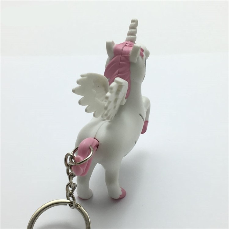 Cute Charm Key Chain Decorative Pendant Unicorn Pattern LED Light and Sound Emitting with Hanging Ring - Pink-3