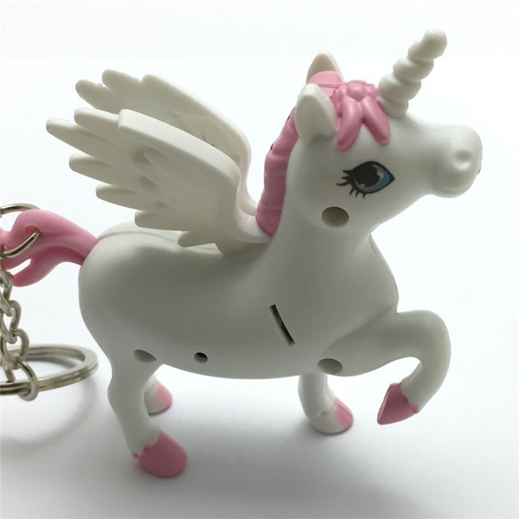 Cute Charm Key Chain Decorative Pendant Unicorn Pattern LED Light and Sound Emitting with Hanging Ring - Pink-6