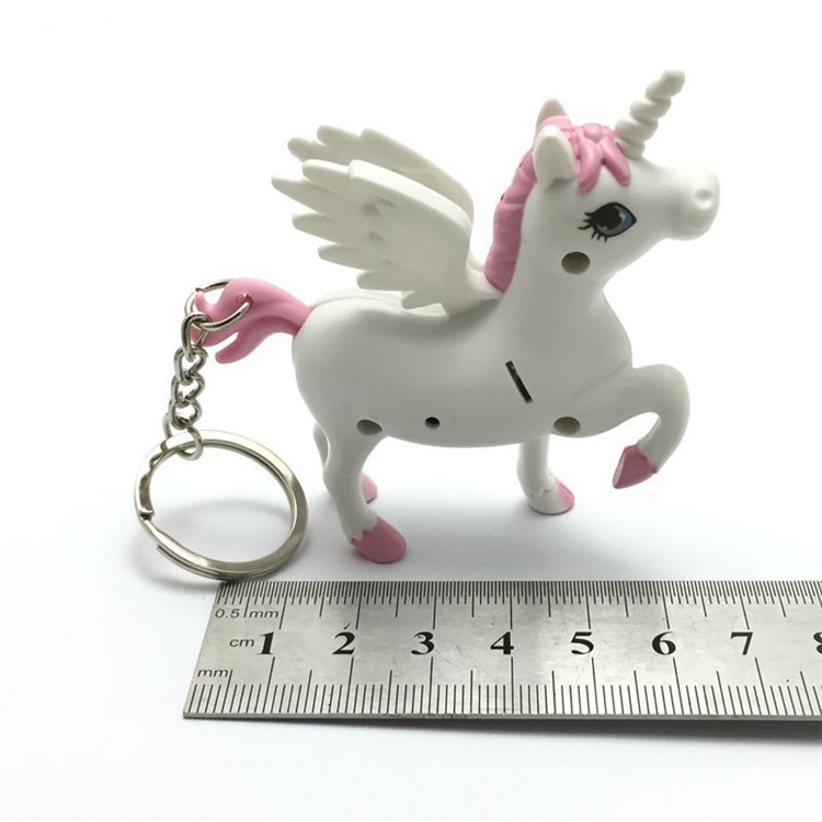 Cute Charm Key Chain Decorative Pendant Unicorn Pattern LED Light and Sound Emitting with Hanging Ring - Pink-8
