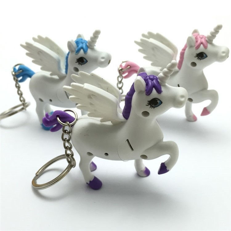 Lovely Key Pendant Unicorn Pattern LED Light and Sound Emitting Key-chain Key Pendant - Purple-2