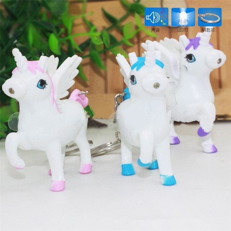 Lovely Key Pendant Unicorn Pattern LED Light and Sound Emitting Key-chain Key Pendant - Purple-3