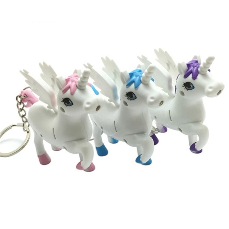 Lovely Key Pendant Unicorn Pattern LED Light and Sound Emitting Key-chain Key Pendant - Purple-4