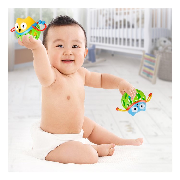 Hand Grasp Soft Teether Ball Cartoon Owl Baby Rattles Tooth Training Safety Non-Toxic Elasticity Baby Toy-4