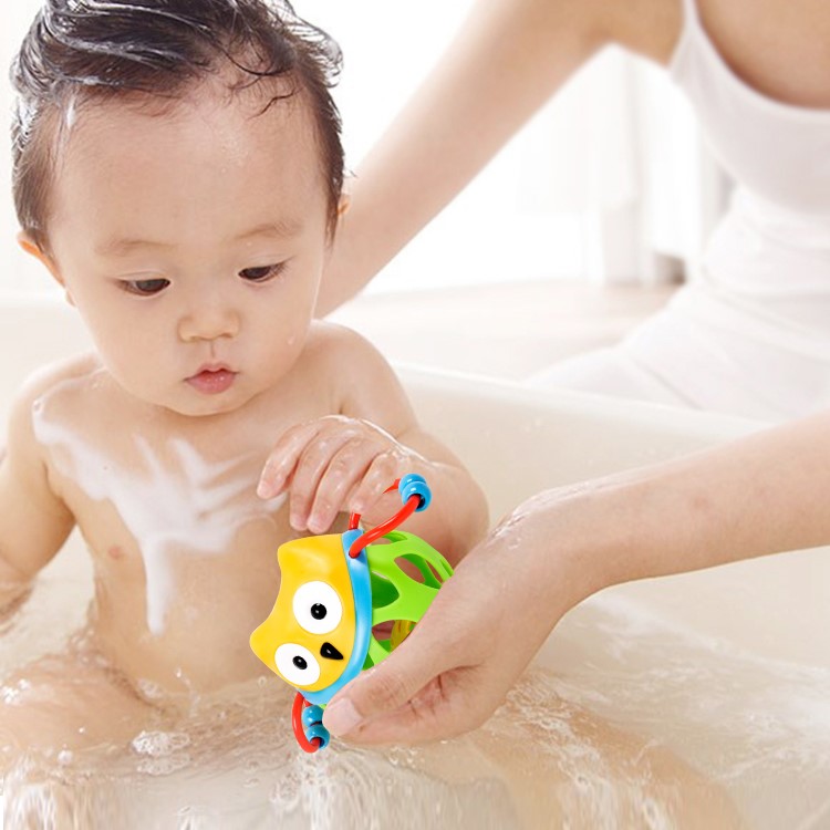Hand Grasp Soft Teether Ball Cartoon Owl Baby Rattles Tooth Training Safety Non-Toxic Elasticity Baby Toy-5