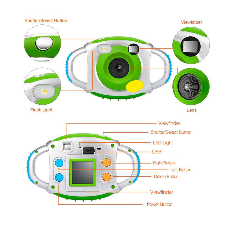 Creative Kids' Camera Portable Double Handheld 5MP Digital Camera with Silicone Protective Shell-2