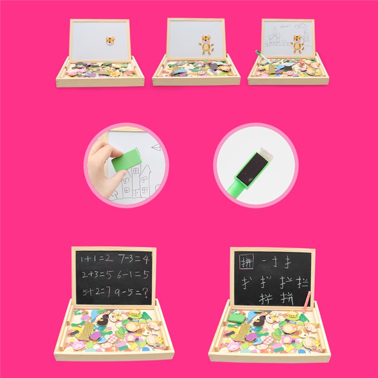 Magnetic Jigsaw Puzzles Toddler Toys Travel Puzzle Double Sided Drawing Easel for Kids - Mermaid-3