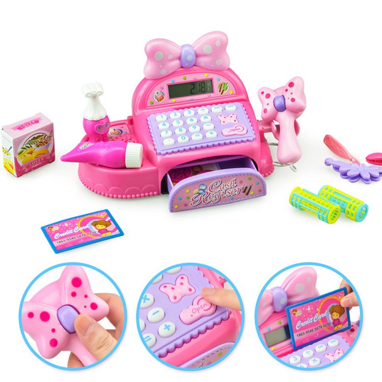 Fun Checkout Counter Supermarket Checkstand Toy Cash Register Barcode Scanner Education Toys with Sound Effect for Kids-3