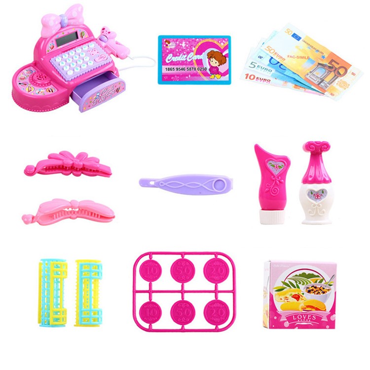 Fun Checkout Counter Supermarket Checkstand Toy Cash Register Barcode Scanner Education Toys with Sound Effect for Kids-4