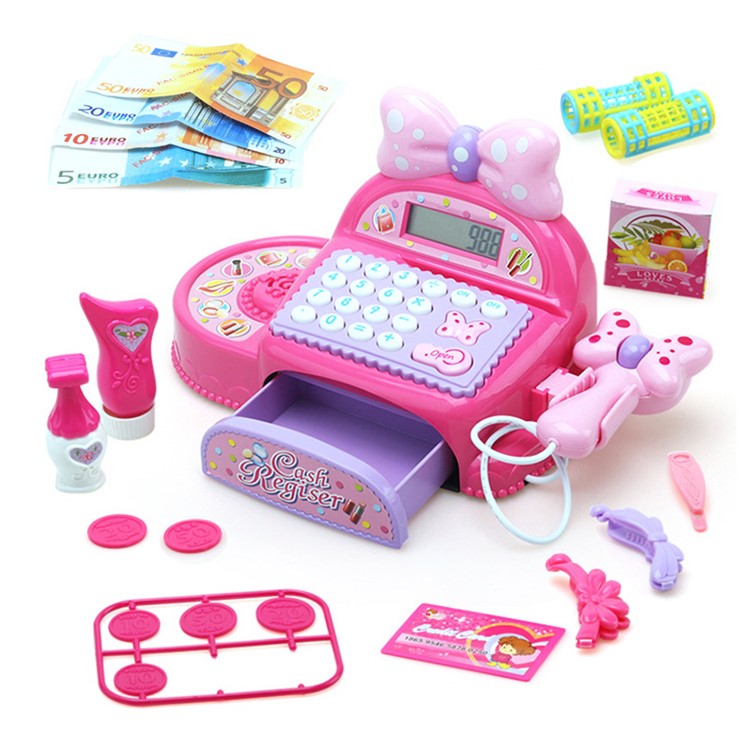 Fun Checkout Counter Supermarket Checkstand Toy Cash Register Barcode Scanner Education Toys with Sound Effect for Kids-5