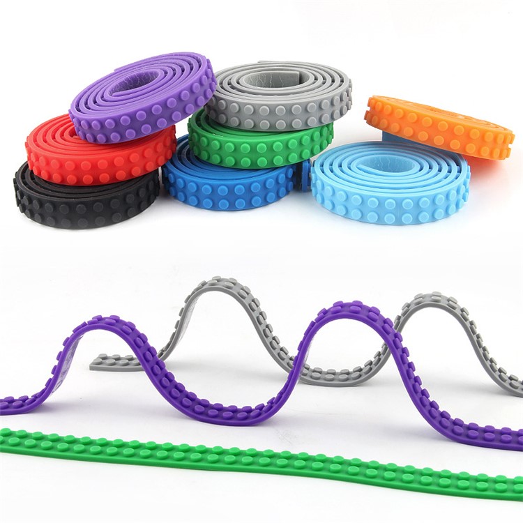Tape Self Adhesive Loops Building Block Strips for Kids - Grey-4