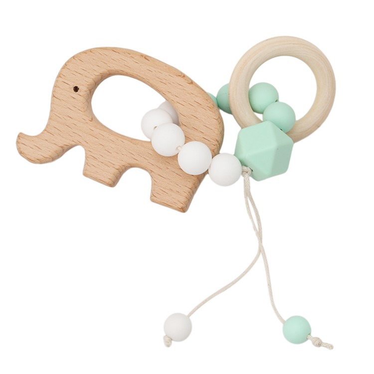 Baby Nursing Bracelets Wooden Silicone Chew Beads Teething Rattles Toys Teether