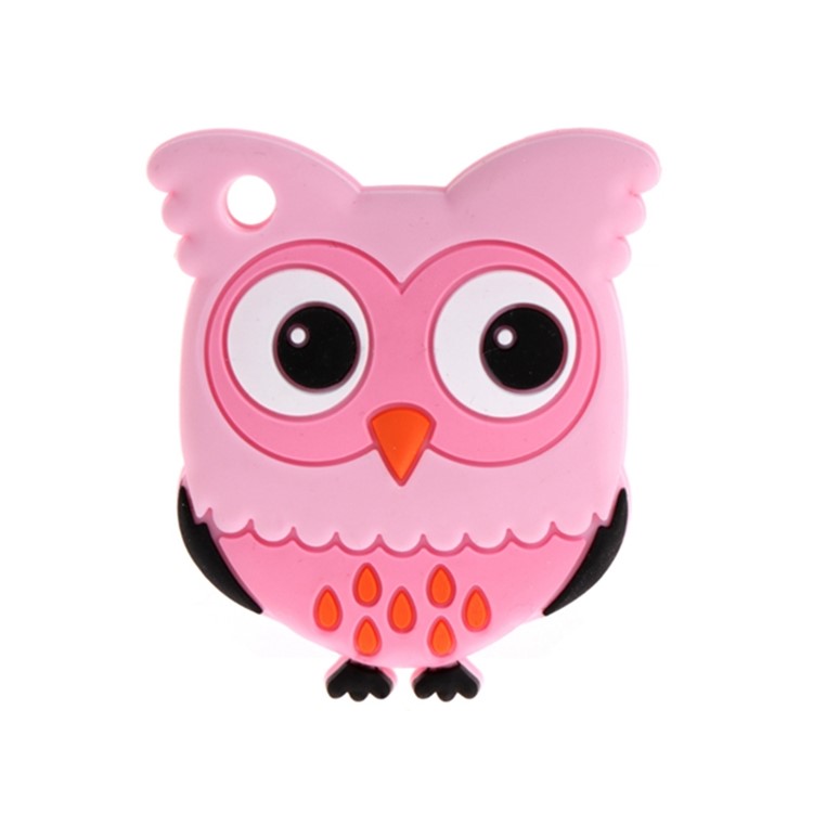 Owl Pattern BPA Free Safe Silicone Baby Chewable Teether - Pink-1