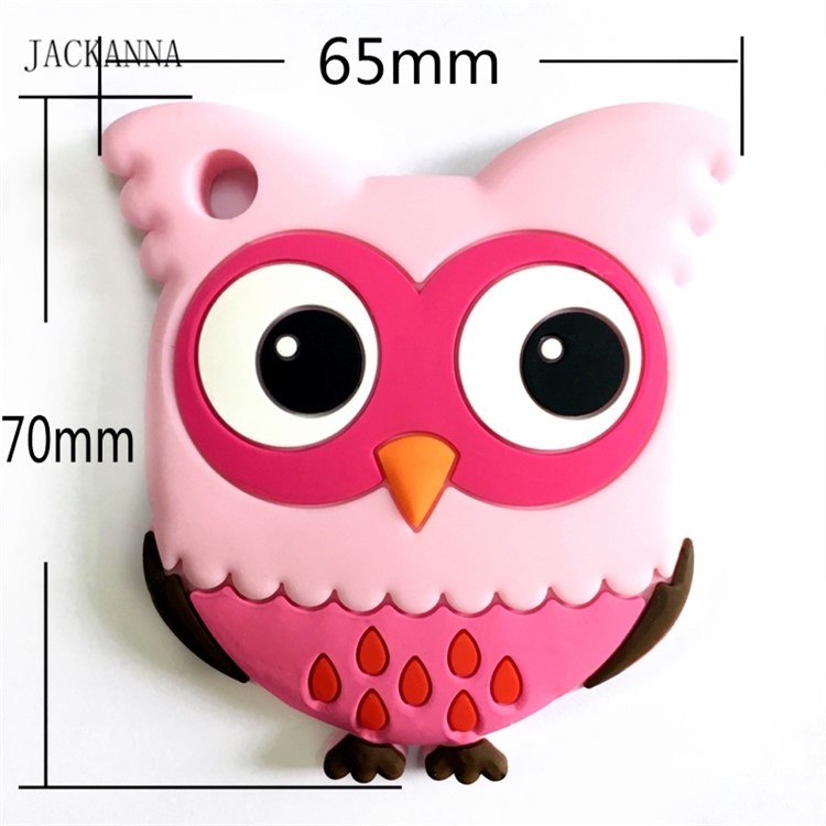 Owl Pattern BPA Free Safe Silicone Baby Chewable Teether - Pink-2