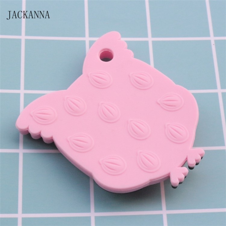 Owl Pattern BPA Free Safe Silicone Baby Chewable Teether - Pink-3