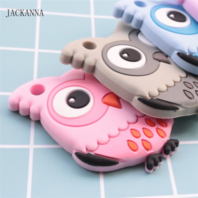 Owl Pattern BPA Free Safe Silicone Baby Chewable Teether - Pink-5
