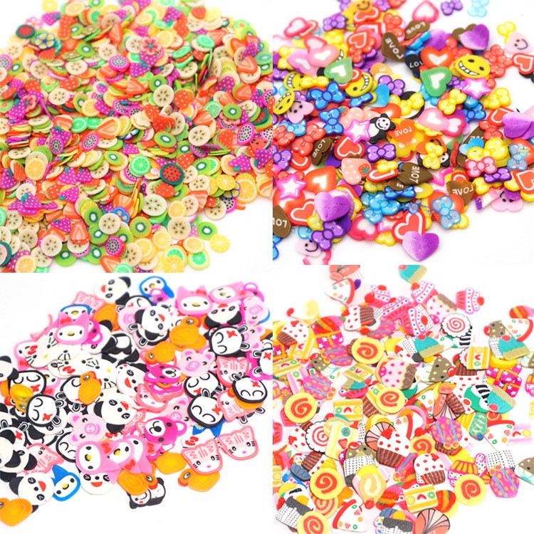 300Pcs 3D Polymer Clay DIY Designs Art Decorations Tiny Fimo Slices - Hearts-2
