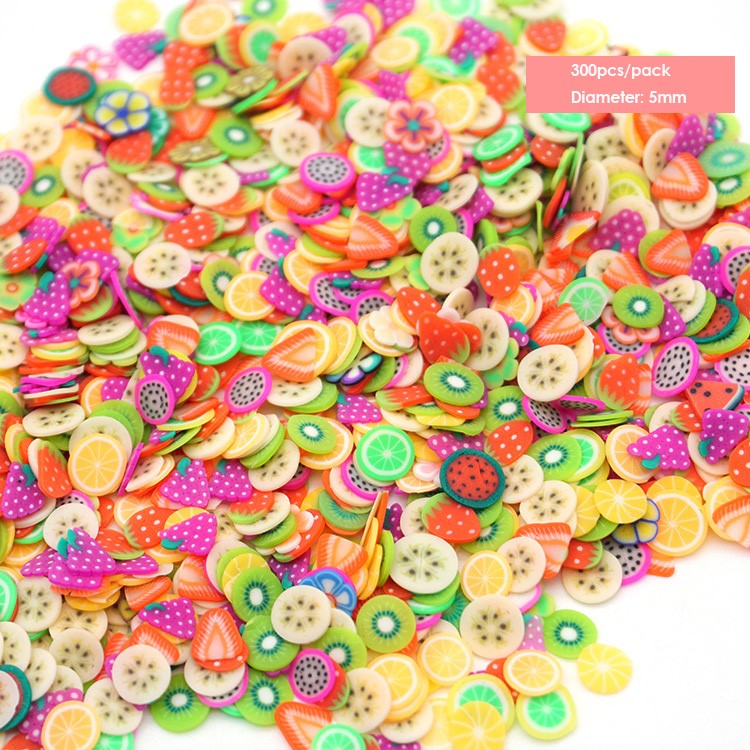 300Pcs DIY 3D Polymer Clay Designs Art Decorations Tiny Fimo Slices - Fruit-1