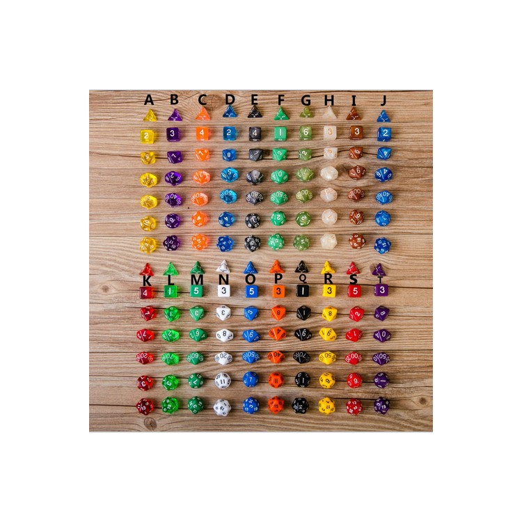 7Pcs/Set Polyhedral Gaming Dice Set of D4 D6 D8 D10 D12 D20-1