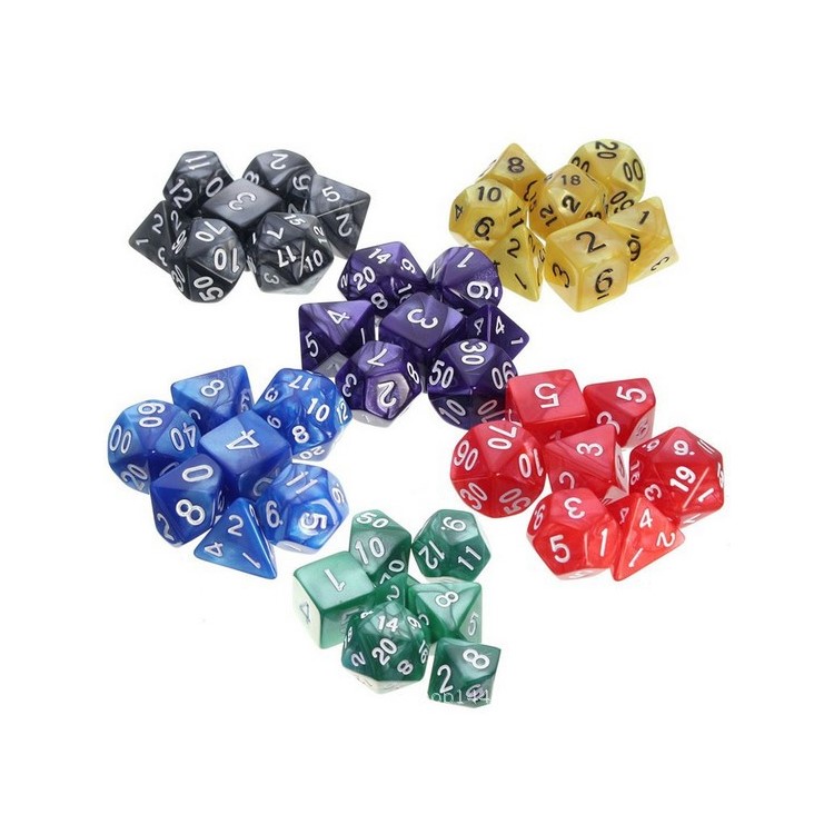 7Pcs/Set Polyhedral Gaming Dice Set of D4 D6 D8 D10 D12 D20-11
