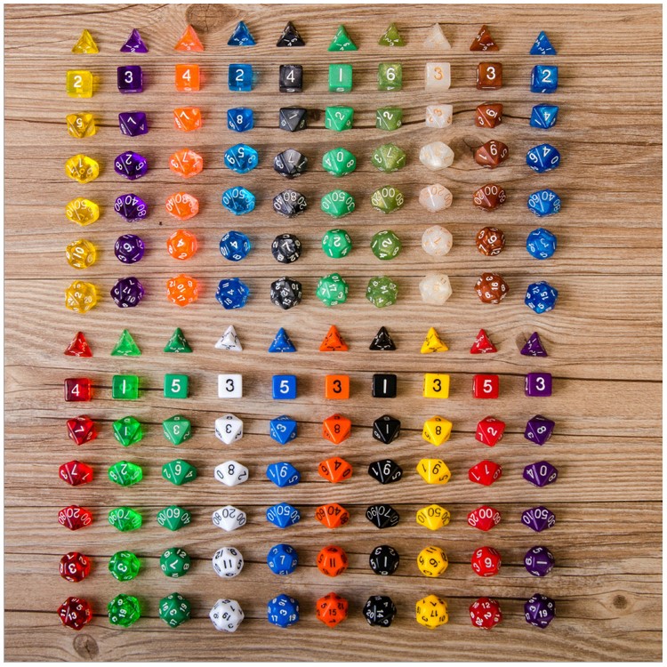 7Pcs/Set Polyhedral Gaming Dice Set of D4 D6 D8 D10 D12 D20-2