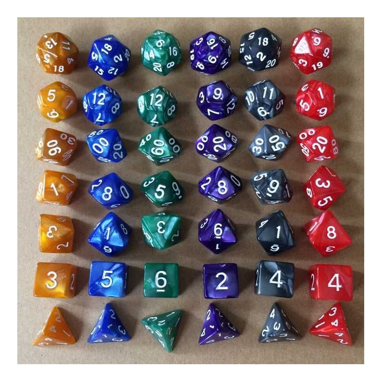 7Pcs/Set Polyhedral Gaming Dice Set of D4 D6 D8 D10 D12 D20-6