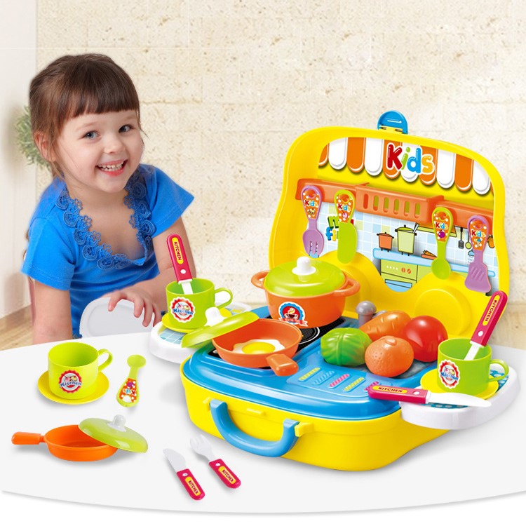 25Pcs Artificial Kitchen Suitcase Toy Set Children Play House Game Toys Early Education Toys - Yellow-4