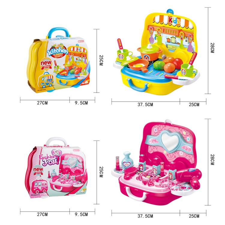 25Pcs Artificial Kitchen Suitcase Toy Set Children Play House Game Toys Early Education Toys - Yellow-5
