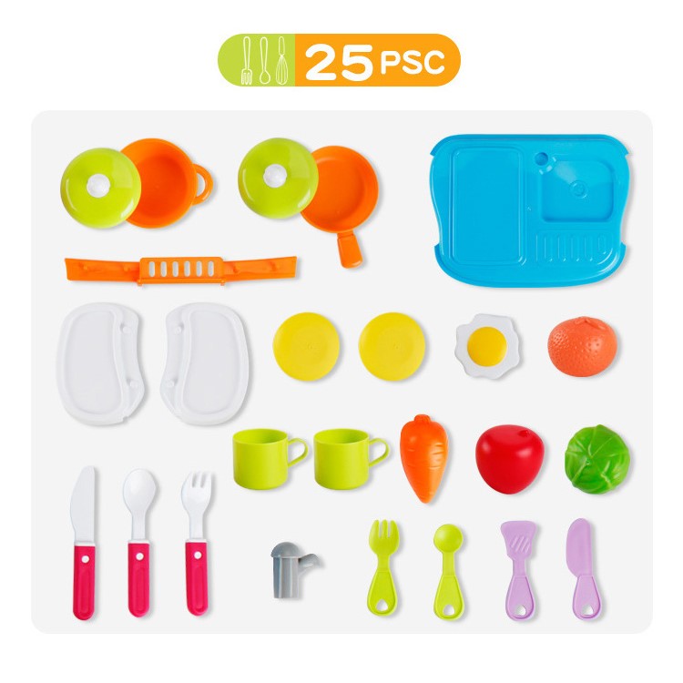 25Pcs Artificial Kitchen Suitcase Toy Set Children Play House Game Toys Early Education Toys - Yellow-7