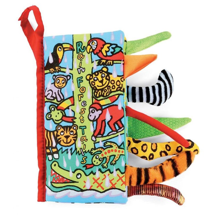 Funny 3D Animal Tails Baby Soft Cloth Book Educational Toy - Rain Forest Tails-1