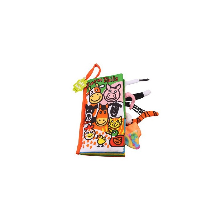 Funny 3D Animal Tails Baby Soft Cloth Book Recognition Toy - Farm Tails-1