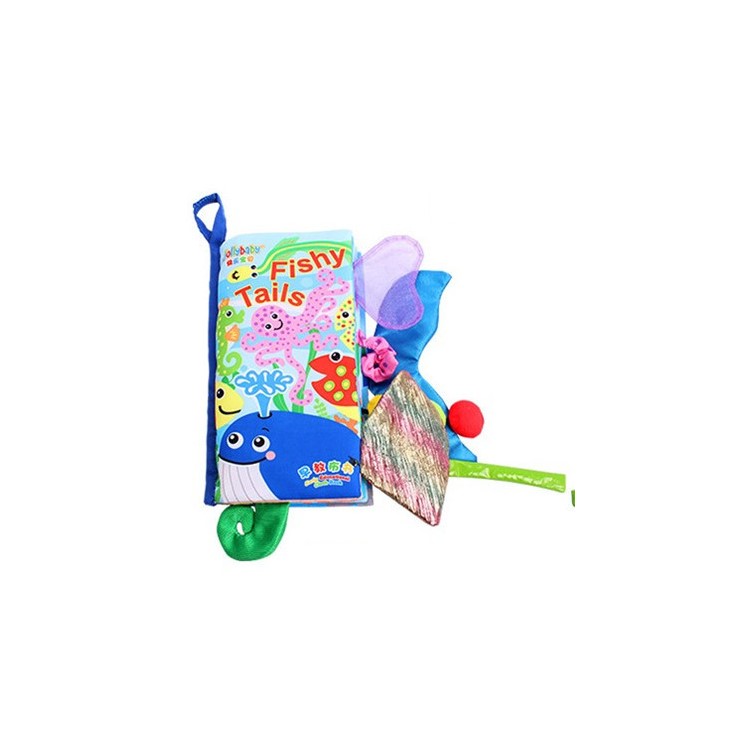 Funny 3D Animal Tails Baby Soft Cloth Book Educational Toy - Fishy Tails-1